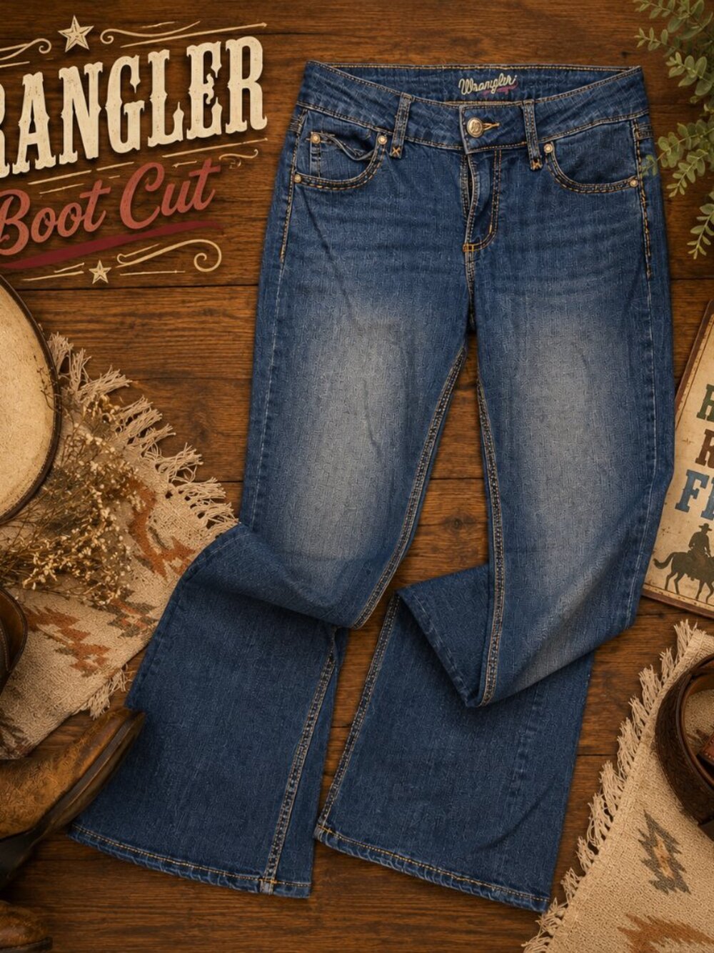 Wrangler Boot Cut Jeans Womens Size 5/6 30x32 Medium Wash Stretch Denim